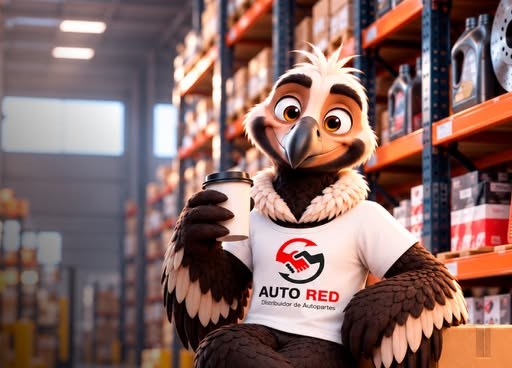 Condi, la mascota de Auto Red, en el depósito